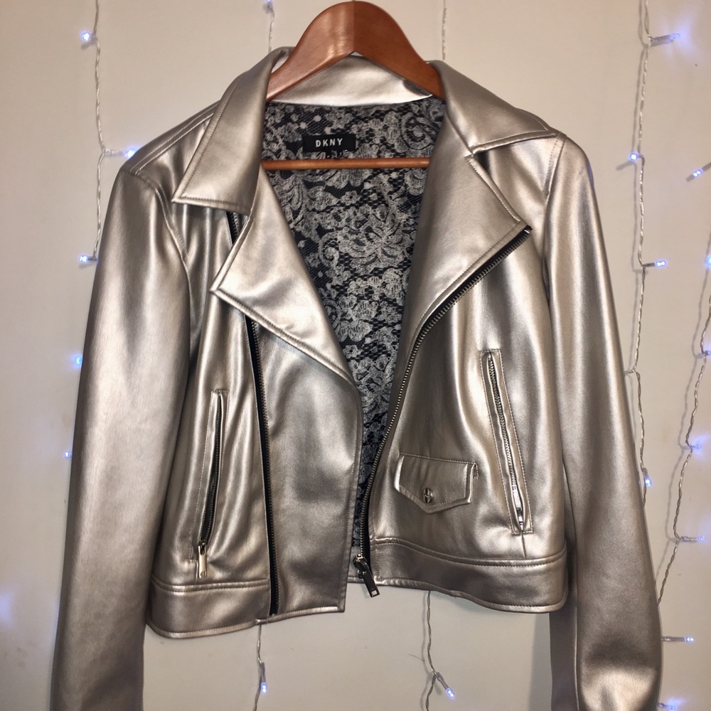 NWOT DNKY METALLIC MOTOJACKET